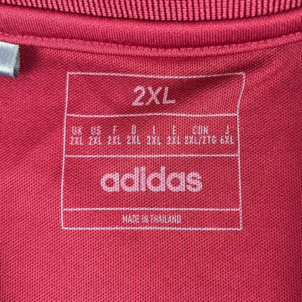 Adidas Mens 2XL Burgundy Short Sleeve Performance Polo Shirt Logo Activewear
